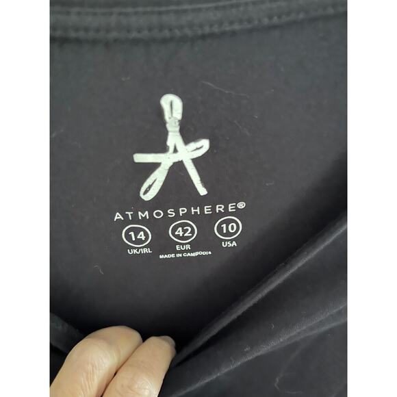 Atmosphere Women's 10 Black Cotton Long Sleeve Summer T Shirt - Picture 2 of 3